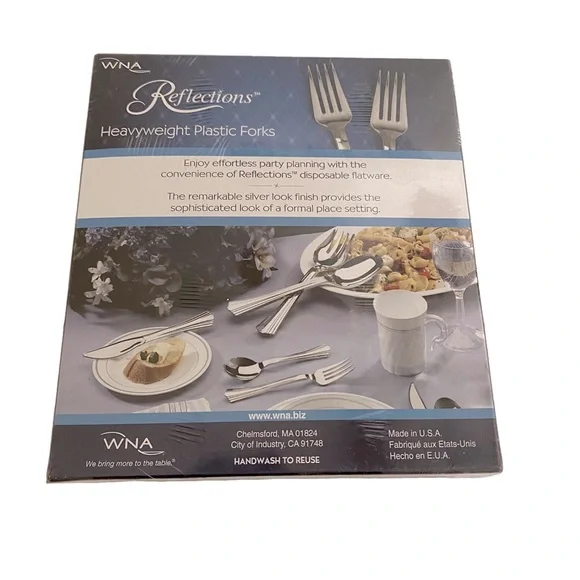 WNA Reflections Heavyweight Plastic Utensils Forks, silver 80/Box New unopened - Picture 2 of 3